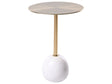 Side Table White and Gold Metal Top Marble Base Elegant Glam Living Room Round Beliani