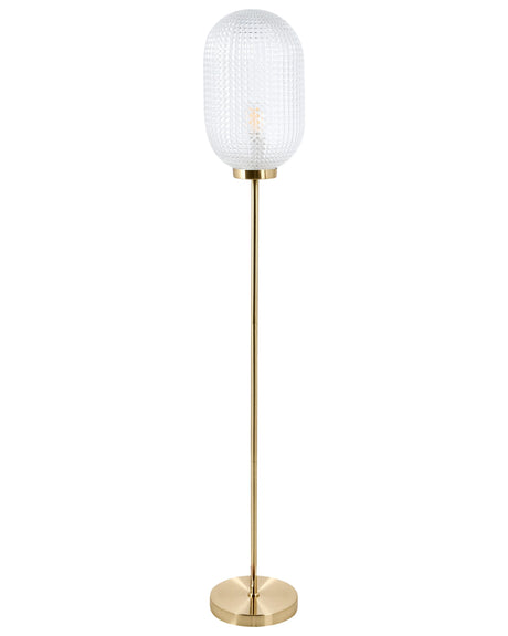 Floor Lamp Gold Metal Base Glass Shade Modern Style Living Room Bedroom Beliani