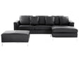 Corner Sofa Black Leather Upholstered with Ottoman L-shaped Left Hand Orientation Beliani