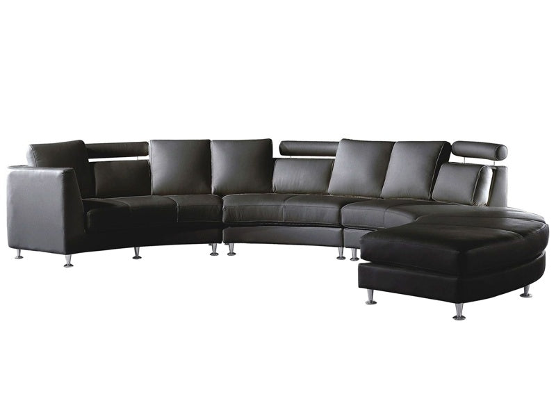 Curved Sofa Black Faux Leather Modular 7-Seater Adjustable Headrests Modern Beliani