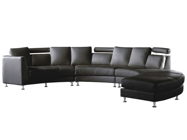 Curved Sofa Black Faux Leather Modular 7-Seater Adjustable Headrests Modern Beliani
