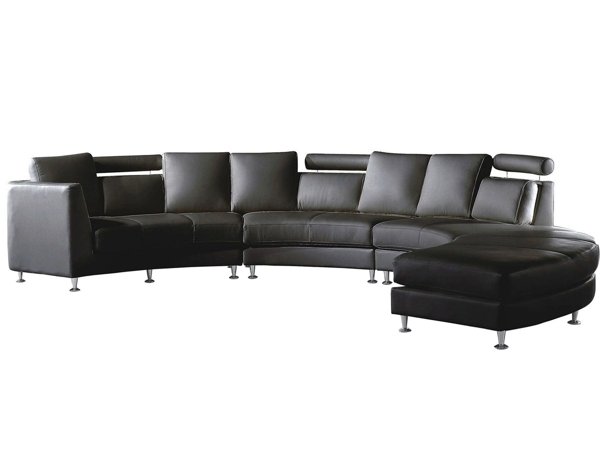Curved Sofa Black Faux Leather Modular 7-Seater Adjustable Headrests Modern Beliani