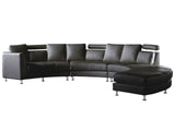 Curved Sofa Black Faux Leather Modular 7-Seater Adjustable Headrests Modern Beliani