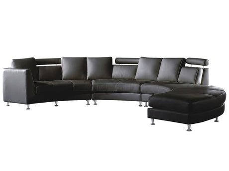 Curved Sofa Black Faux Leather Modular 7-Seater Adjustable Headrests Modern Beliani