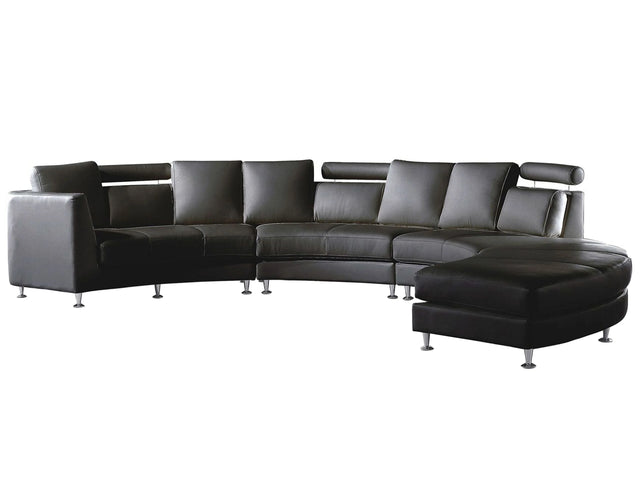 Curved Sofa Black Faux Leather Modular 7-Seater Adjustable Headrests Modern Beliani