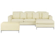 Corner Sofa Light Beige Leather Upholstered with Ottoman L-shaped Left Hand Orientation Beliani