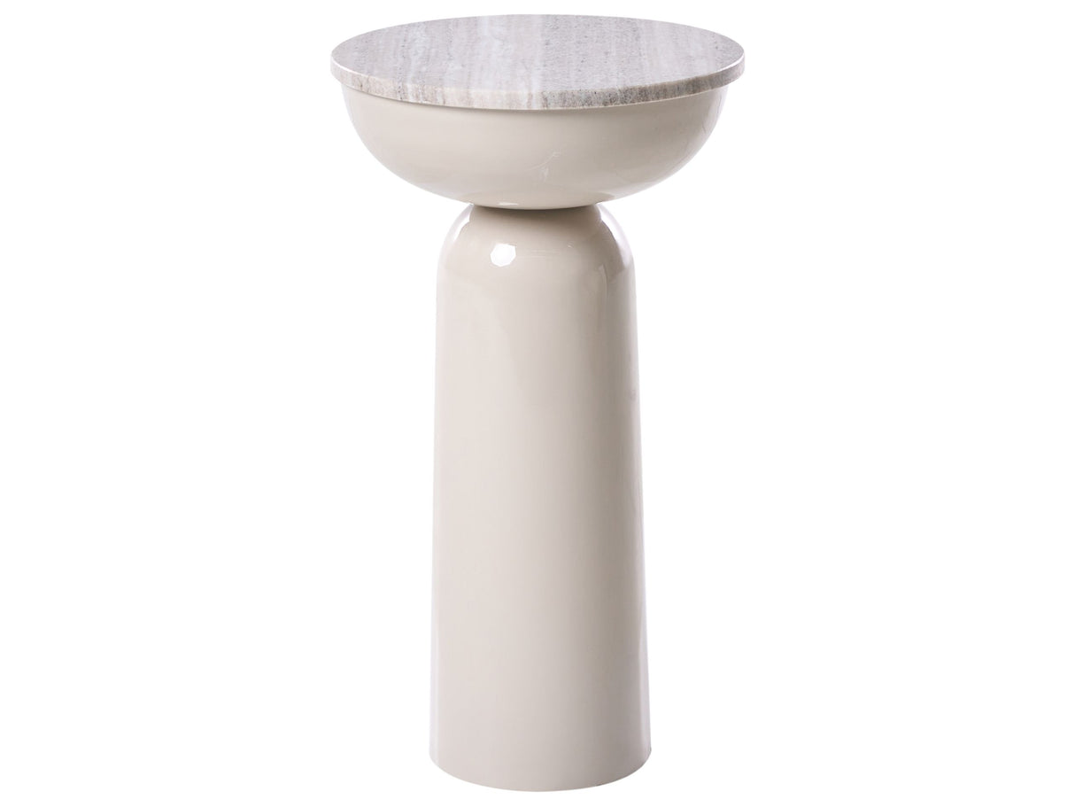 Side Table Beige  Metal Base with a Marble Top Modern Living Room Powder-Coated Round Beliani
