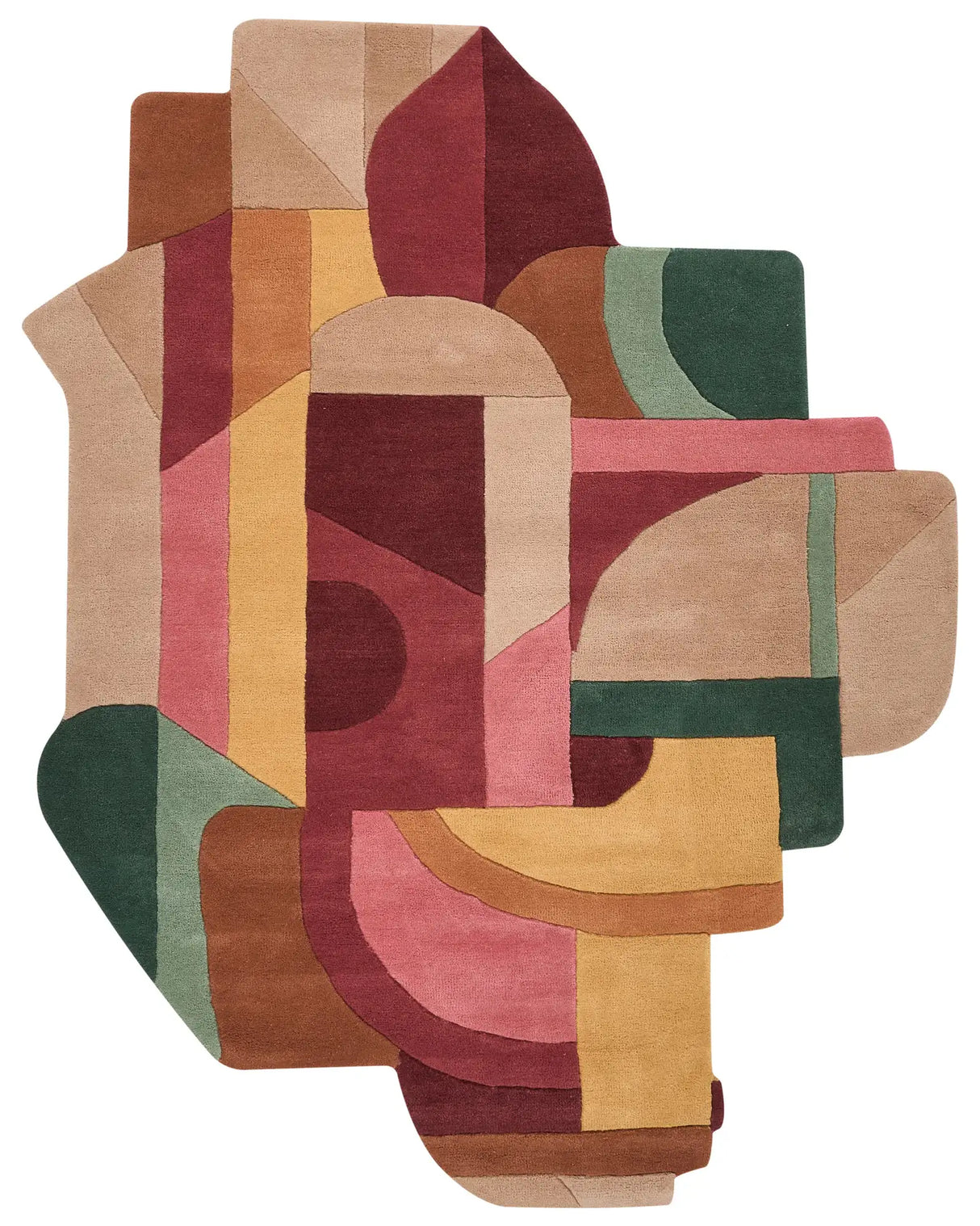 Area Rug Multicolour Wool Irregular Shape Geometric Pattern 160 x 200 cm Retro Style Living Room Beliani
