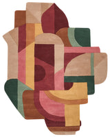 Area Rug Multicolour Wool Irregular Shape Geometric Pattern 160 x 200 cm Retro Style Living Room Beliani