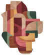 Area Rug Multicolour Wool Irregular Shape Geometric Pattern 160 x 200 cm Retro Style Living Room Beliani