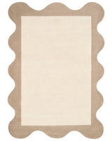 Area Rug Beige Wool Irregular Shape Geometric Pattern 160 x 230 cm Modern Style Living Room Beliani