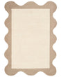 Area Rug Beige Wool Irregular Shape Geometric Pattern 160 x 230 cm Modern Style Living Room Beliani