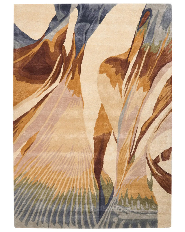 Area Rug Multicolour Viscose and Wool Rectangular Shape Abstract Pattern 160 x 230 cm Retro Style Living Room Beliani