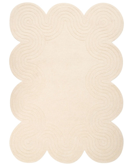 Area Rug Beige Wool Irregular Shape 160 x 230 cm Modern Style Living Room Beliani