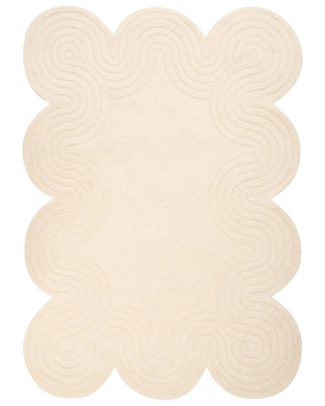 Area Rug Beige Wool Irregular Shape 160 x 230 cm Modern Style Living Room Beliani