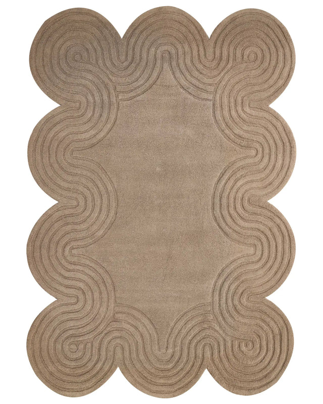 Area Rug Taupe Wool Irregular Shape 160 x 230 cm Modern Style Living Room Beliani