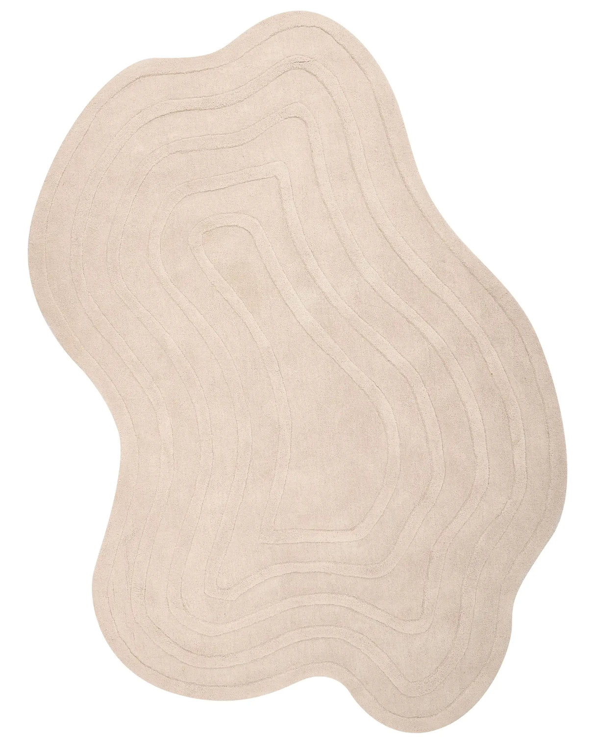 Area Rug Taupe Wool Irregular Shape Geometric Pattern 160 x 230 cm Modern Style Living Room Beliani