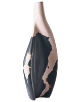 Decorative Vase Beige and Black Mango Wood Handmade with Narrow Neck Beliani