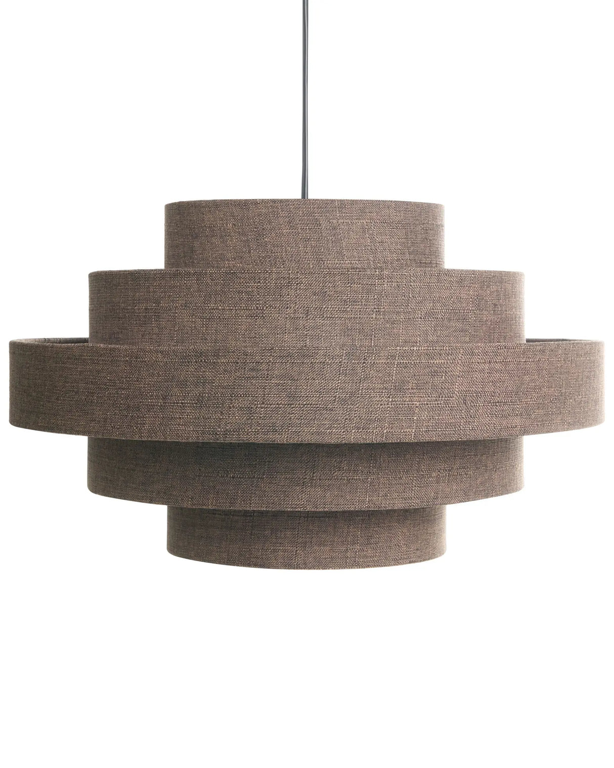 Pendant Hanging Lamp Brown Linen Fabric Shade Modern Design Living Room Light Beliani