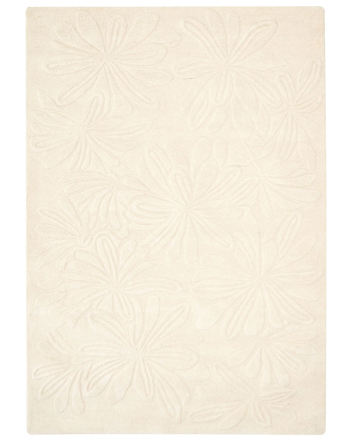 Area Rug Light Beige Wool Rectangular Shape Floral Pattern 160 x 230 cm Modern Style Living Room Beliani