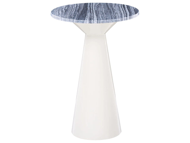 Side Table White and Grey Metal Base Marble Top Powder-Coated Modern Round Living Room Beliani