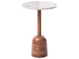 Side Table Brown Mango Wood Base with a Marble Top Modern Living Room Round Beliani