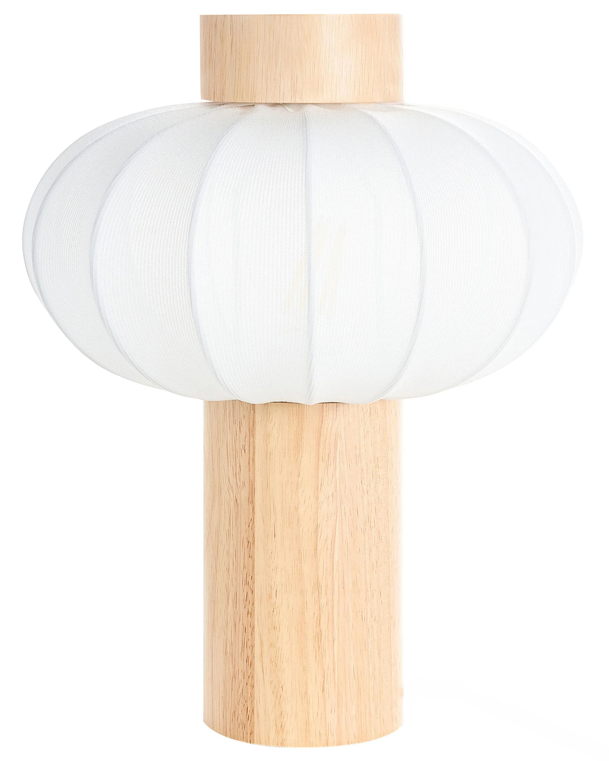 Table Lamp Light Brown Rubberwood Iron Nylon Shape Living Room Bedroom Modern Contemporary Beliani