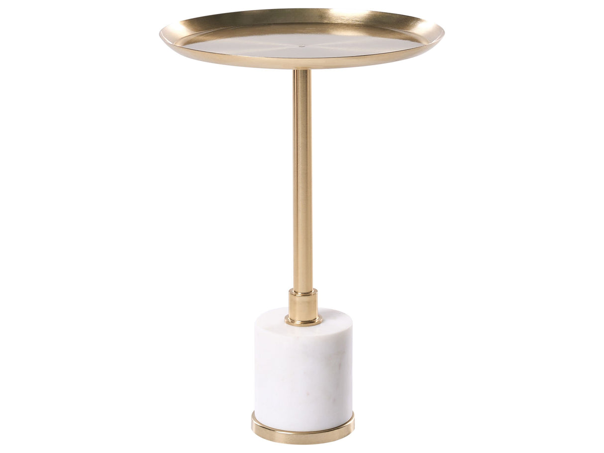 Side Table White and Gold Metal Marble  36 cm Base Round Geometric Shape Modern End Table Beliani