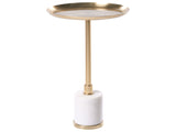Side Table White and Gold Metal Marble  36 cm Base Round Geometric Shape Modern End Table Beliani
