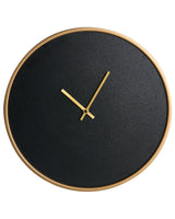Wall Clock Black MDF Hanging Timepiece Industrial Minimalist Style Gold-Toned Frame and Hands Living Room Beliani