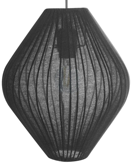 Pendant Hanging Lamp Black Fabric Shade Modern Design Living Room Light Beliani
