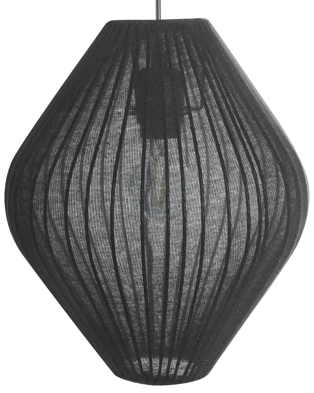 Pendant Hanging Lamp Black Fabric Shade Modern Design Living Room Light Beliani