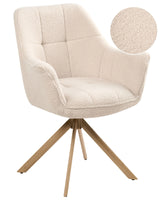 Swivel Dining Chair Light Beige Boucle Teddy Upholstered Seating and Curved Backrest Dining Room Scandinavian Style Beliani