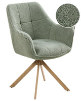 Swivel Dining Chair Light Green Boucle Teddy Upholstered Seating and Curved Backrest Dining Room Scandinavian Style Beliani