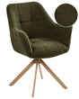 Swivel Dining Chair Green Boucle Teddy Upholstered Seating and Curved Backrest Dining Room Scandinavian Style Beliani