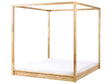 Canopy Bed Light Brown Wooden EU Super King Size 6ft Minimalist Design Beliani