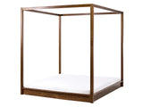 Canopy Bed Dark Brown Wooden EU King Size 5ft3 Minimalist Design Beliani