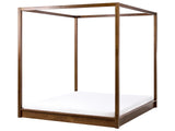 Canopy Bed Dark Brown Wooden EU Super King Size 6ft Minimalist Design Beliani