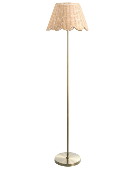 Floor Lamp Natural Handmade Rattan Shade Metal Base Rustic Boho Beliani