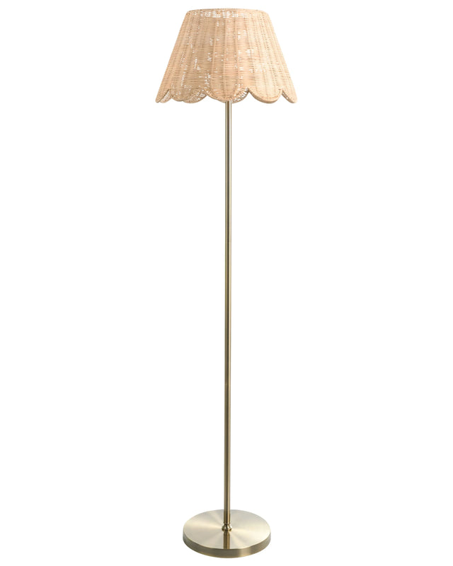 Floor Lamp Natural Handmade Rattan Shade Metal Base Rustic Boho Beliani
