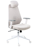Office Chair Grey Mesh Upholstery Adjustable Armrests and Headrest Seat Height Adjustment Swivel Base Tilting Backrest Beliani
