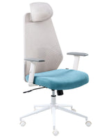 Office Chair Grey and Teal Mesh Upholstery Adjustable Armrests and Headrest Seat Height Adjustment Swivel Base Tilting Backrest Beliani