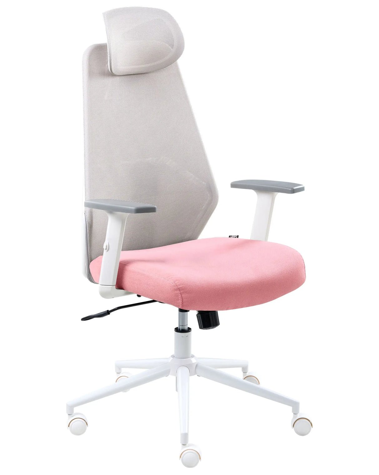 Office Chair Grey and Pink Mesh Upholstery Adjustable Armrests and Headrest Seat Height Adjustment Swivel Base Tilting Backrest Beliani