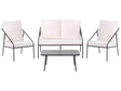 Garden Set Black Metal Cotton 4 Seater Cushions with Removable Covers Armchairs Sofa Table Modern Beliani