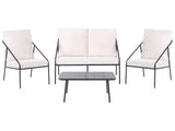Garden Set Black Metal Cotton 4 Seater Cushions with Removable Covers Armchairs Sofa Table Modern Beliani
