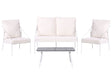 Garden Set White Metal Cotton 4 Seater Cushions with Removable Covers Armchairs Sofa Table Modern Beliani
