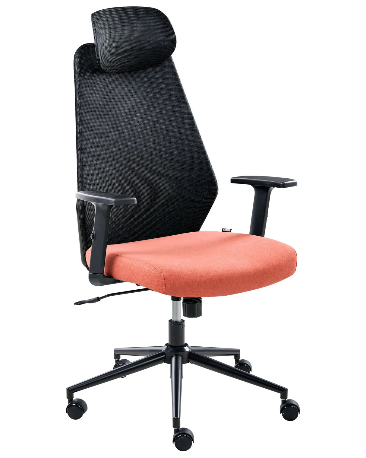 Office Chair Black and Red Mesh Upholstery Adjustable Armrests and Headrest Seat Height Adjustment Swivel Base Tilting Backrest Beliani