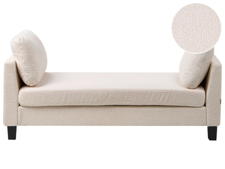 Chaise Lounge Off-White Boucle Upholstered Lounge with Cushions Scandinavian Style Steel Legs Beliani