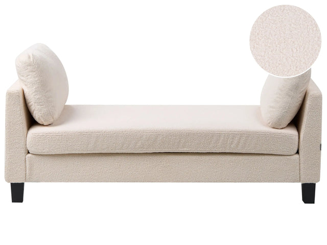 Chaise Lounge Off-White Boucle Upholstered Lounge with Cushions Scandinavian Style Steel Legs Beliani
