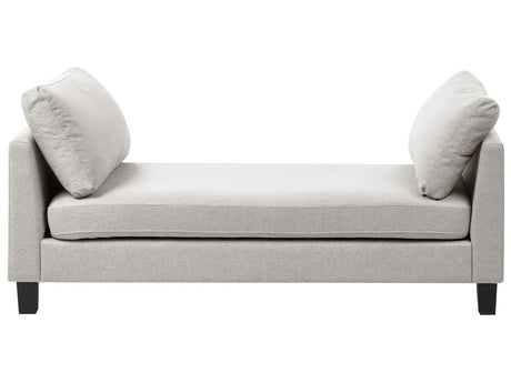 Chaise Lounge Light Grey Fabric Upholstered Lounge with Cushions Scandinavian Style Steel Legs Beliani